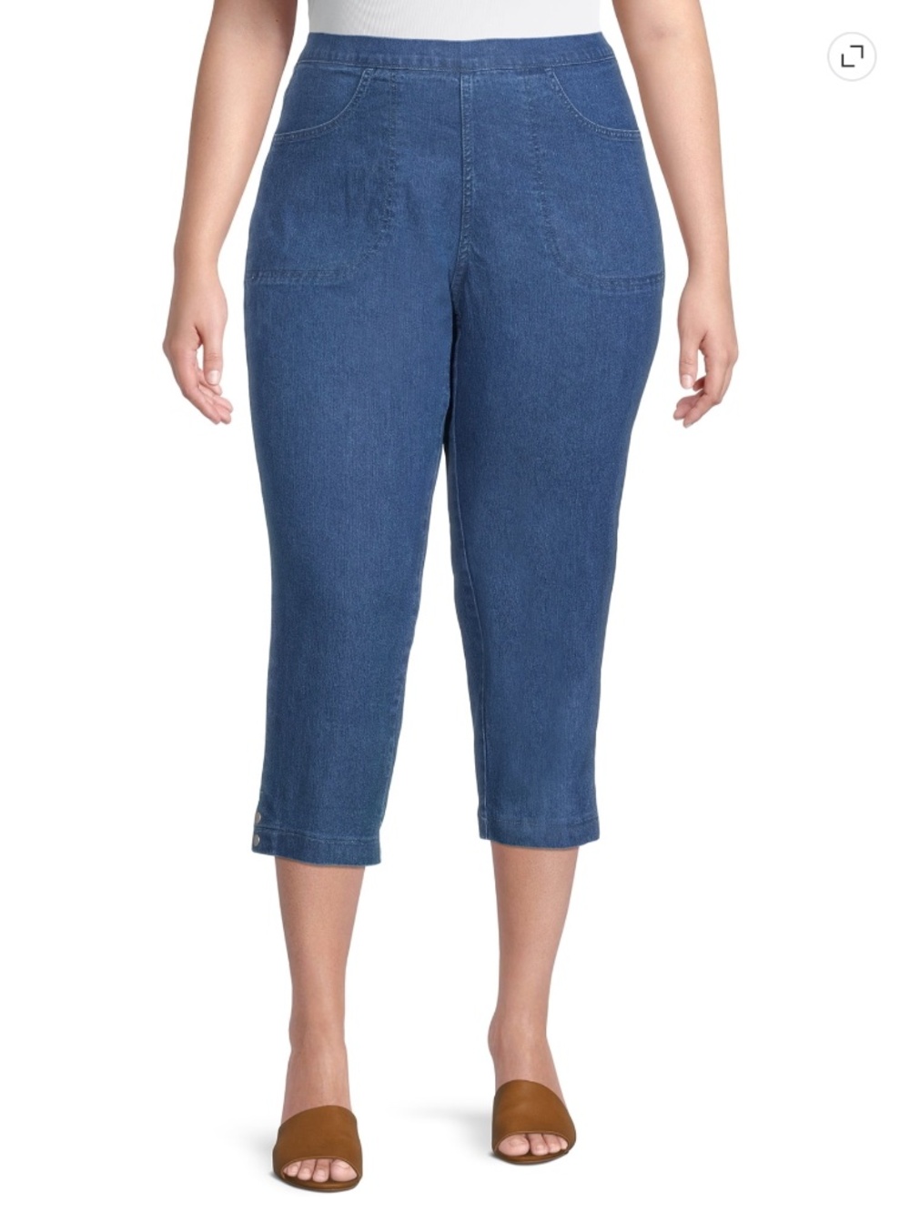 Just My Size Women’s Plus Medium Stonewash Snap Hem Cropped Pants Size 1X NWT